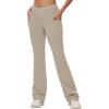 imagebaleaf Womens V Crossover Flare Leggings with Pockets Yoga Pants High Waist Casual Workout Gym Bell Bottom LeggingsKhaki