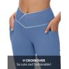 imagebaleaf Womens V Crossover Flare Leggings with Pockets Yoga Pants High Waist Casual Workout Gym Bell Bottom LeggingsLight Blue