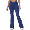 imagebaleaf Womens V Crossover Flare Leggings with Pockets Yoga Pants High Waist Casual Workout Gym Bell Bottom LeggingsNavy Blue