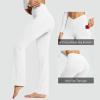 imagebaleaf Womens V Crossover Flare Leggings with Pockets Yoga Pants High Waist Casual Workout Gym Bell Bottom LeggingsWhite