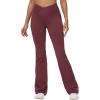 imagebaleaf Womens V Crossover Flare Leggings with Pockets Yoga Pants High Waist Casual Workout Gym Bell Bottom LeggingsWine