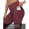 imagebaleaf Womens V Crossover Flare Leggings with Pockets Yoga Pants High Waist Casual Workout Gym Bell Bottom LeggingsWine