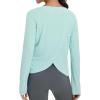 imagebaleaf Womens Long Sleeve Workout Tops Athletic Shirts Split Back Running Gym Quick Dry Sun Protection UPF 50Light Green