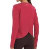 imagebaleaf Womens Long Sleeve Workout Tops Athletic Shirts Split Back Running Gym Quick Dry Sun Protection UPF 50Red
