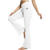 imagebaleaf Womens V Crossover Flare Leggings with Pockets Yoga Pants High Waist Casual Workout Gym Bell Bottom LeggingsWhite