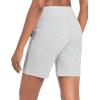 imagebaleaf Bermuda Shorts for Women High Waisted 7 Athletic Long Workout Running Shorts with 3 PocketsLight Gray