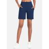 imagebaleaf Bermuda Shorts for Women High Waisted 7 Athletic Long Workout Running Shorts with 3 PocketsNavy