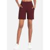 imagebaleaf Bermuda Shorts for Women High Waisted 7 Athletic Long Workout Running Shorts with 3 PocketsWine
