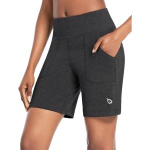 imagebaleaf Bermuda Shorts for Women High Waisted 7 Athletic Long Workout Running Shorts with 3 PocketsDark Gray