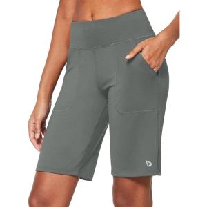 imagebaleaf Womens Bermuda Long Shorts 10quot Knee Length High Rise Athletic Shorts Pull On Workout Walking Golf Running SummerGray