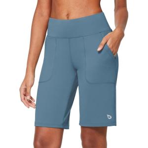 imagebaleaf Womens Bermuda Long Shorts 10quot Knee Length High Rise Athletic Shorts Pull On Workout Walking Golf Running SummerNiagara