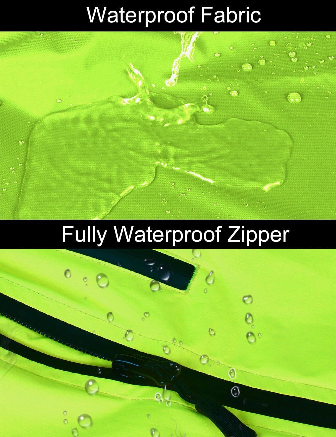 imagebaleaf Mens Rain Jacket Waterproof Windbreaker Raincoat Running Cycling Hiking Gear Hood Lightweight Reflective PackableAfluorescent Yellow