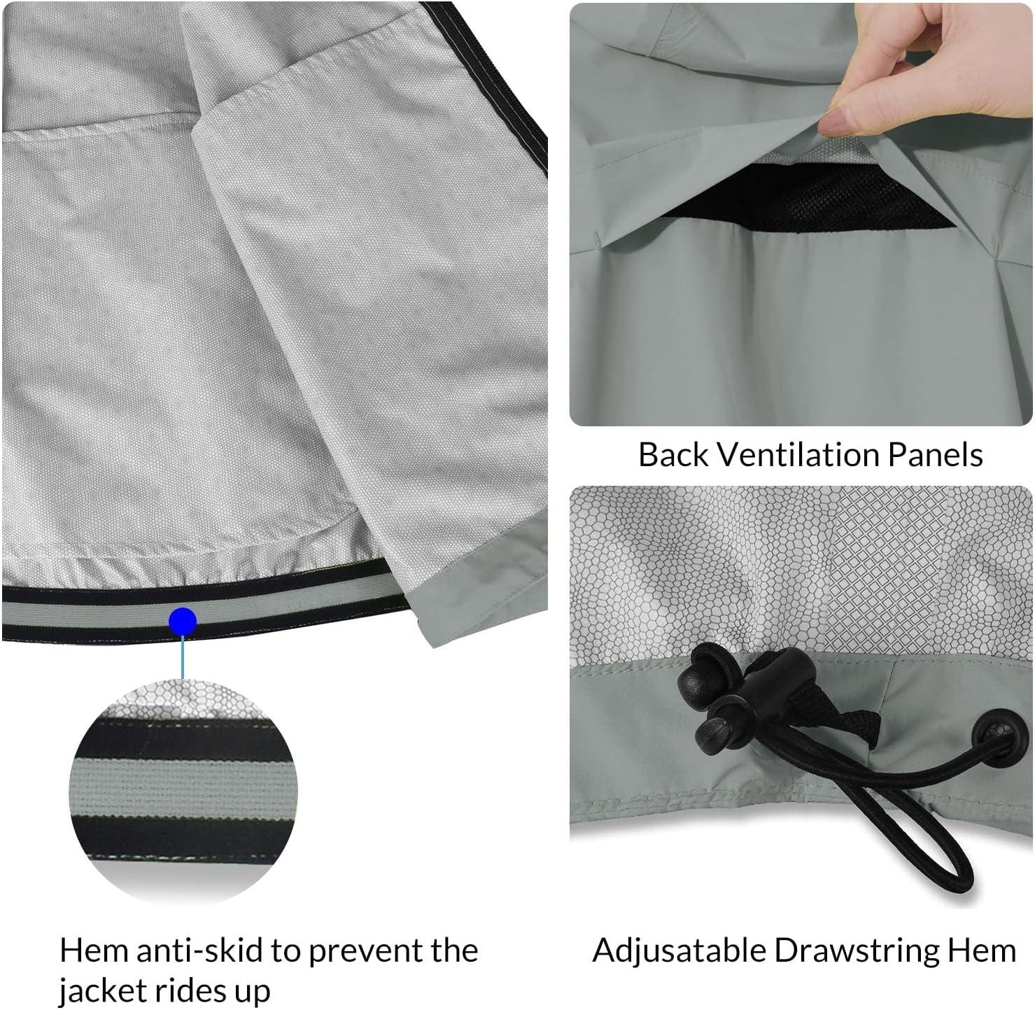 imagebaleaf Mens Rain Jacket Waterproof Windbreaker Raincoat Running Cycling Hiking Gear Hood Lightweight Reflective PackableAgrey