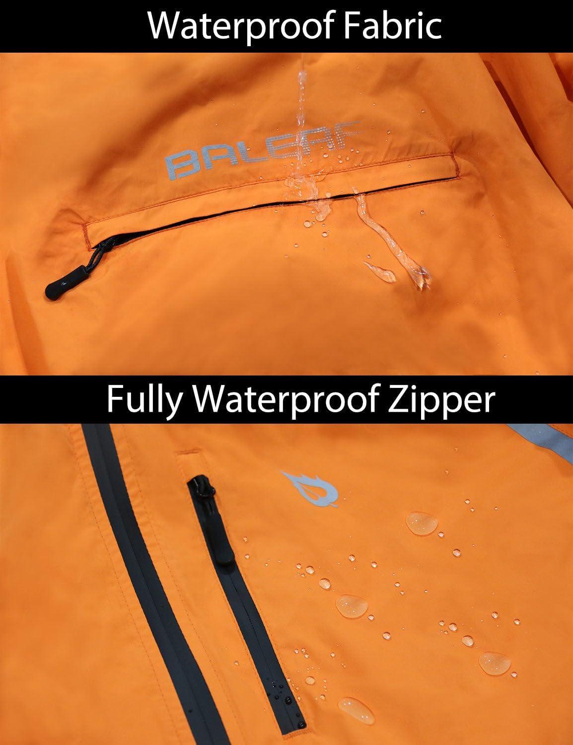 imagebaleaf Mens Rain Jacket Waterproof Windbreaker Raincoat Running Cycling Hiking Gear Hood Lightweight Reflective PackableAorange