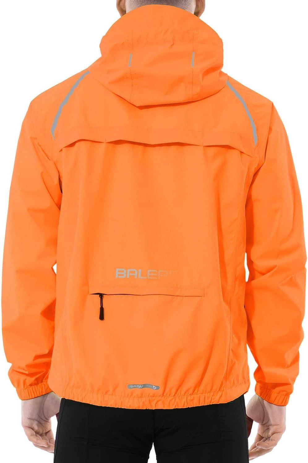 imagebaleaf Mens Rain Jacket Waterproof Windbreaker Raincoat Running Cycling Hiking Gear Hood Lightweight Reflective PackableAorange