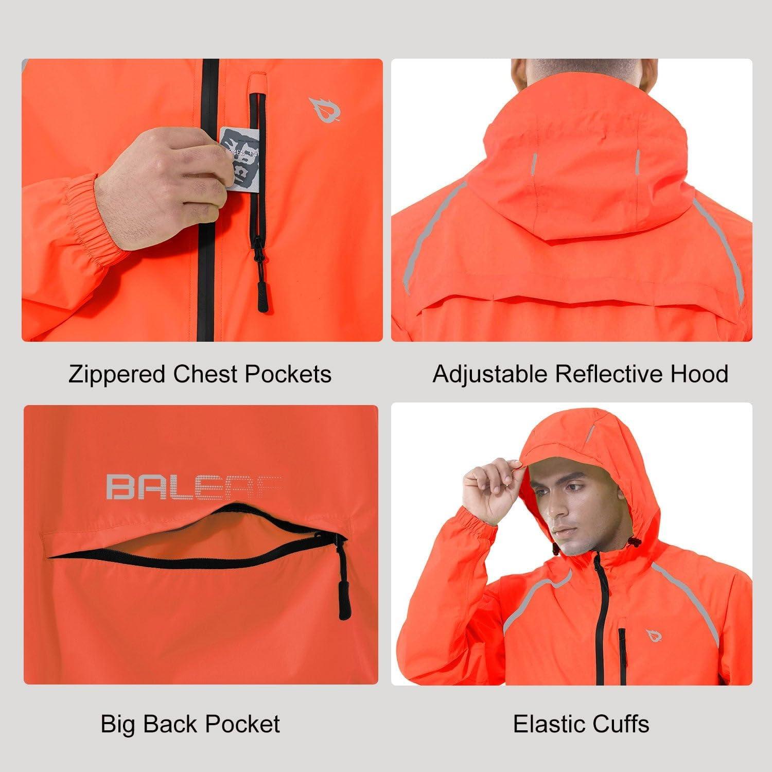 imagebaleaf Mens Rain Jacket Waterproof Windbreaker Raincoat Running Cycling Hiking Gear Hood Lightweight Reflective PackableAred