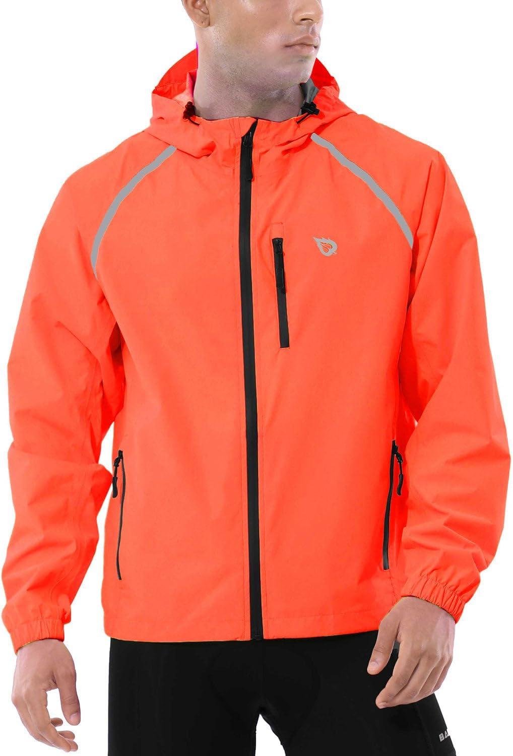 imagebaleaf Mens Rain Jacket Waterproof Windbreaker Raincoat Running Cycling Hiking Gear Hood Lightweight Reflective PackableAred