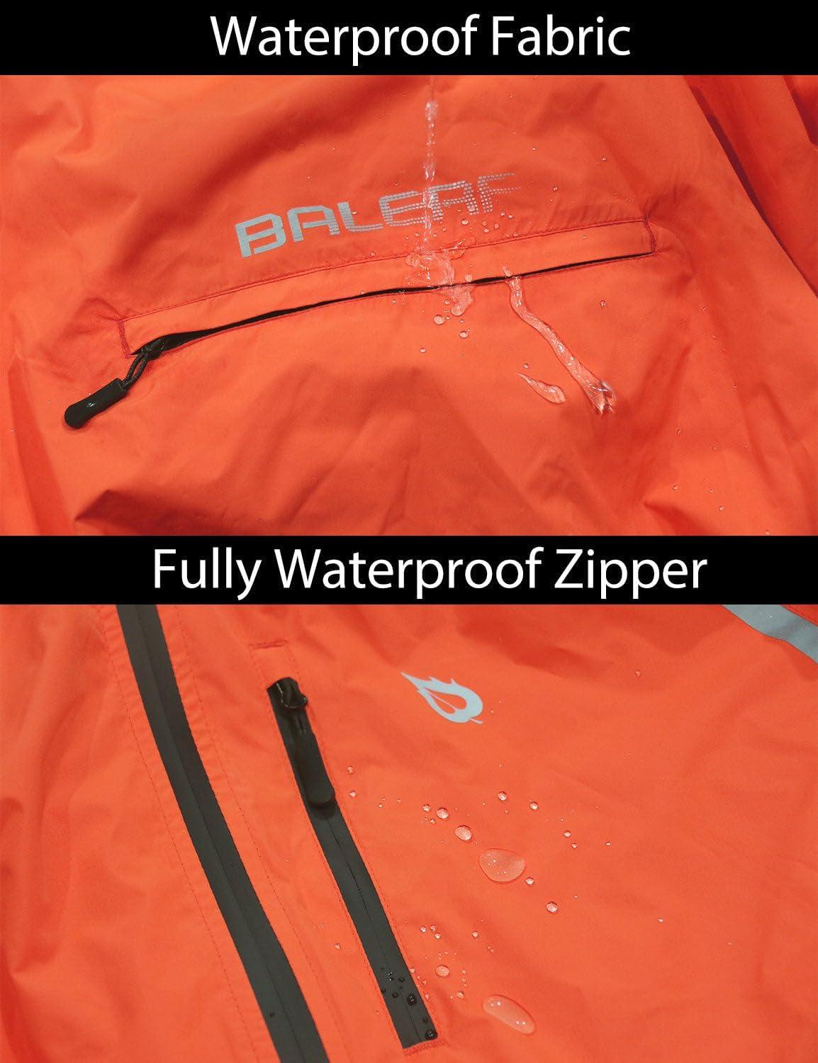 imagebaleaf Mens Rain Jacket Waterproof Windbreaker Raincoat Running Cycling Hiking Gear Hood Lightweight Reflective PackableAred