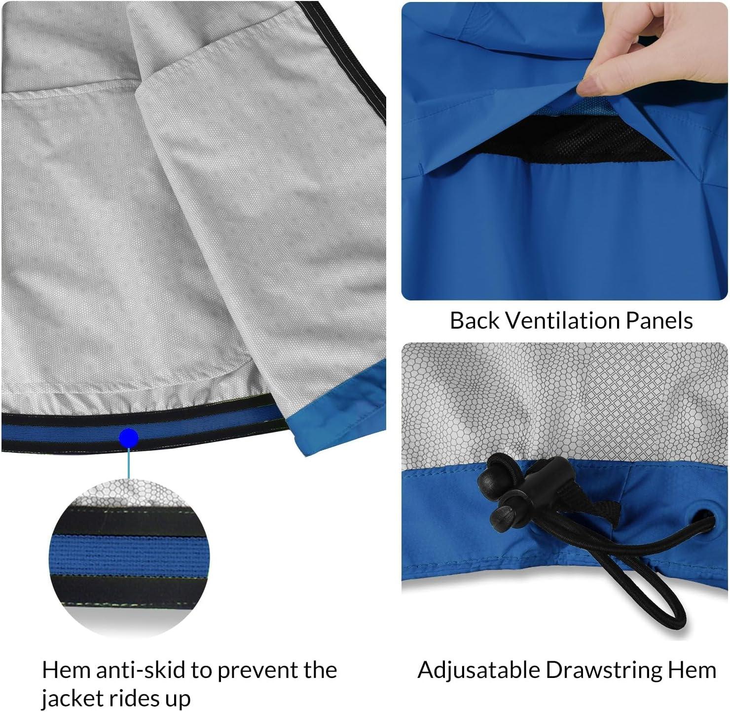 imagebaleaf Mens Rain Jacket Waterproof Windbreaker Raincoat Running Cycling Hiking Gear Hood Lightweight Reflective PackableAroyal Blue