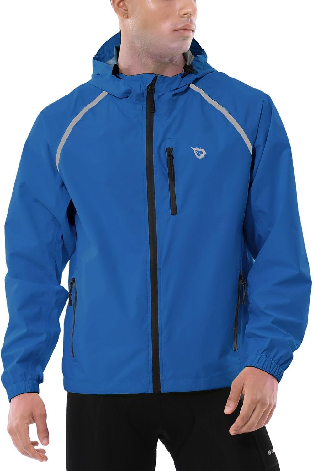 imagebaleaf Mens Rain Jacket Waterproof Windbreaker Raincoat Running Cycling Hiking Gear Hood Lightweight Reflective PackableAroyal Blue