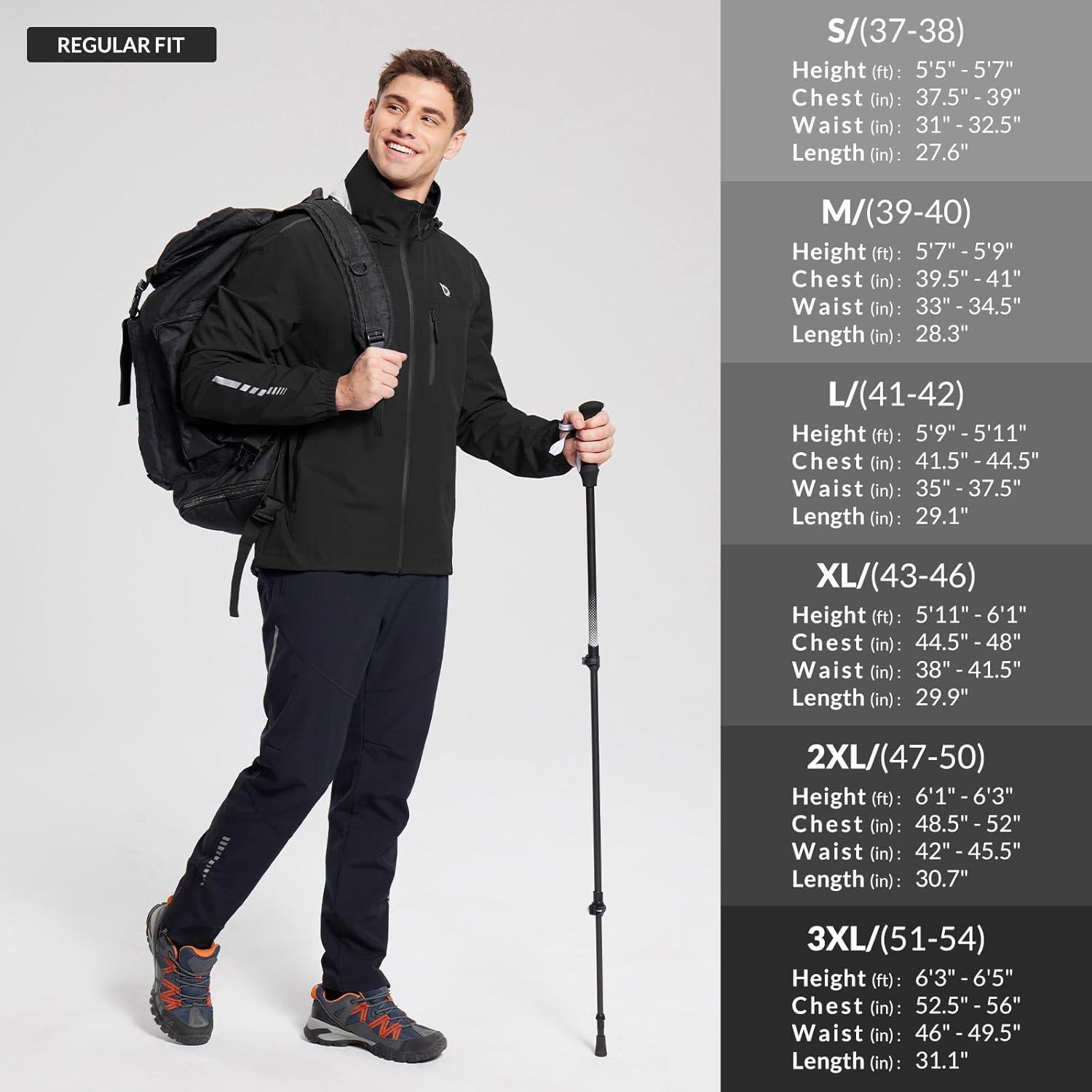 imagebaleaf Mens Rain Jacket Waterproof Windbreaker Raincoat Running Cycling Hiking Gear Hood Lightweight Reflective PackableBblack