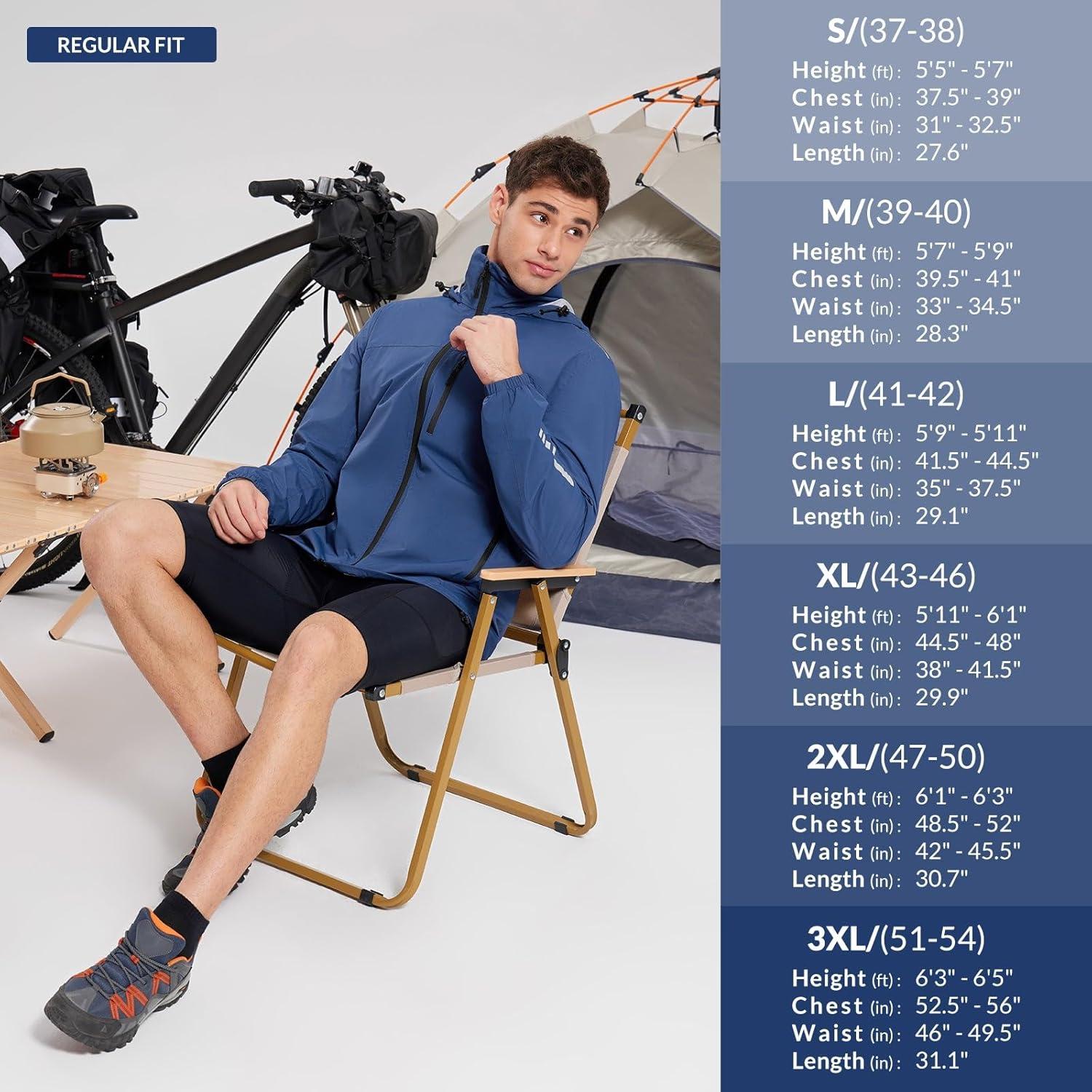 imagebaleaf Mens Rain Jacket Waterproof Windbreaker Raincoat Running Cycling Hiking Gear Hood Lightweight Reflective PackableBnavy Blue