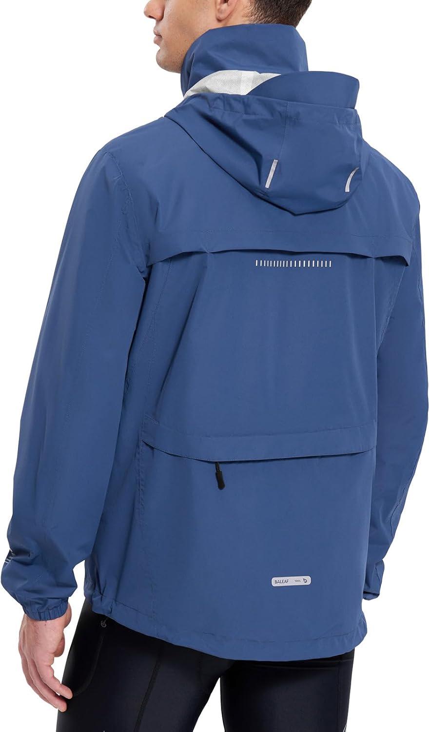 imagebaleaf Mens Rain Jacket Waterproof Windbreaker Raincoat Running Cycling Hiking Gear Hood Lightweight Reflective PackableBnavy Blue