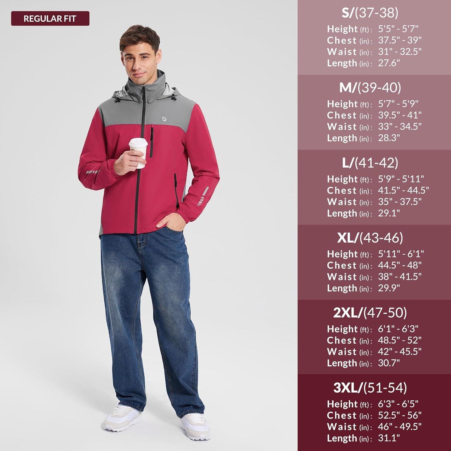 imagebaleaf Mens Rain Jacket Waterproof Windbreaker Raincoat Running Cycling Hiking Gear Hood Lightweight Reflective PackableBred Grey