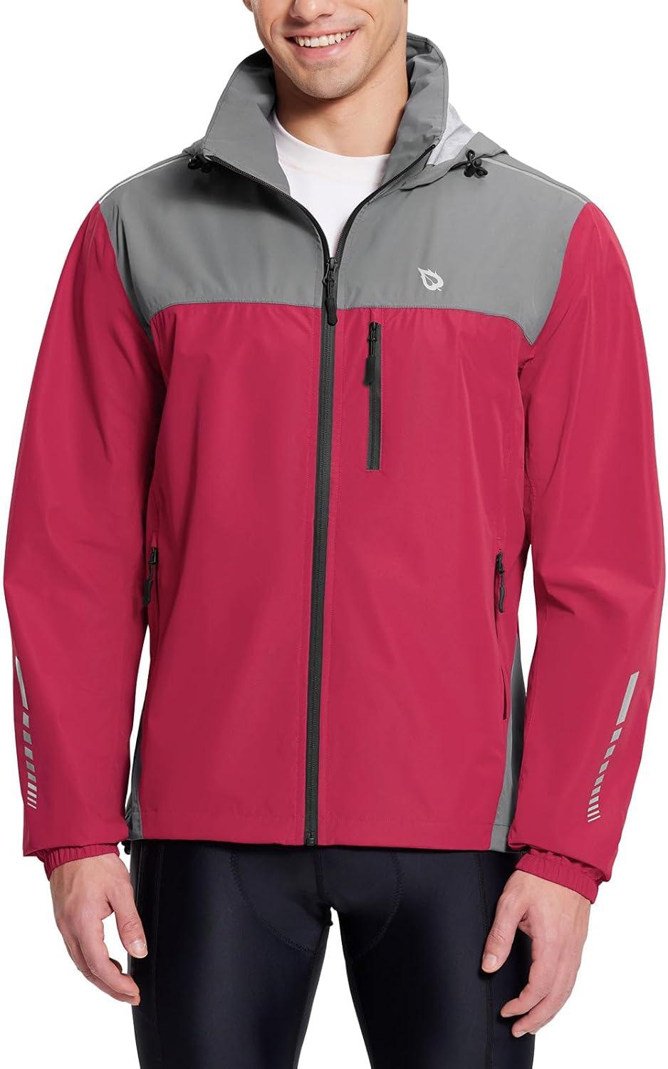 imagebaleaf Mens Rain Jacket Waterproof Windbreaker Raincoat Running Cycling Hiking Gear Hood Lightweight Reflective PackableBred Grey