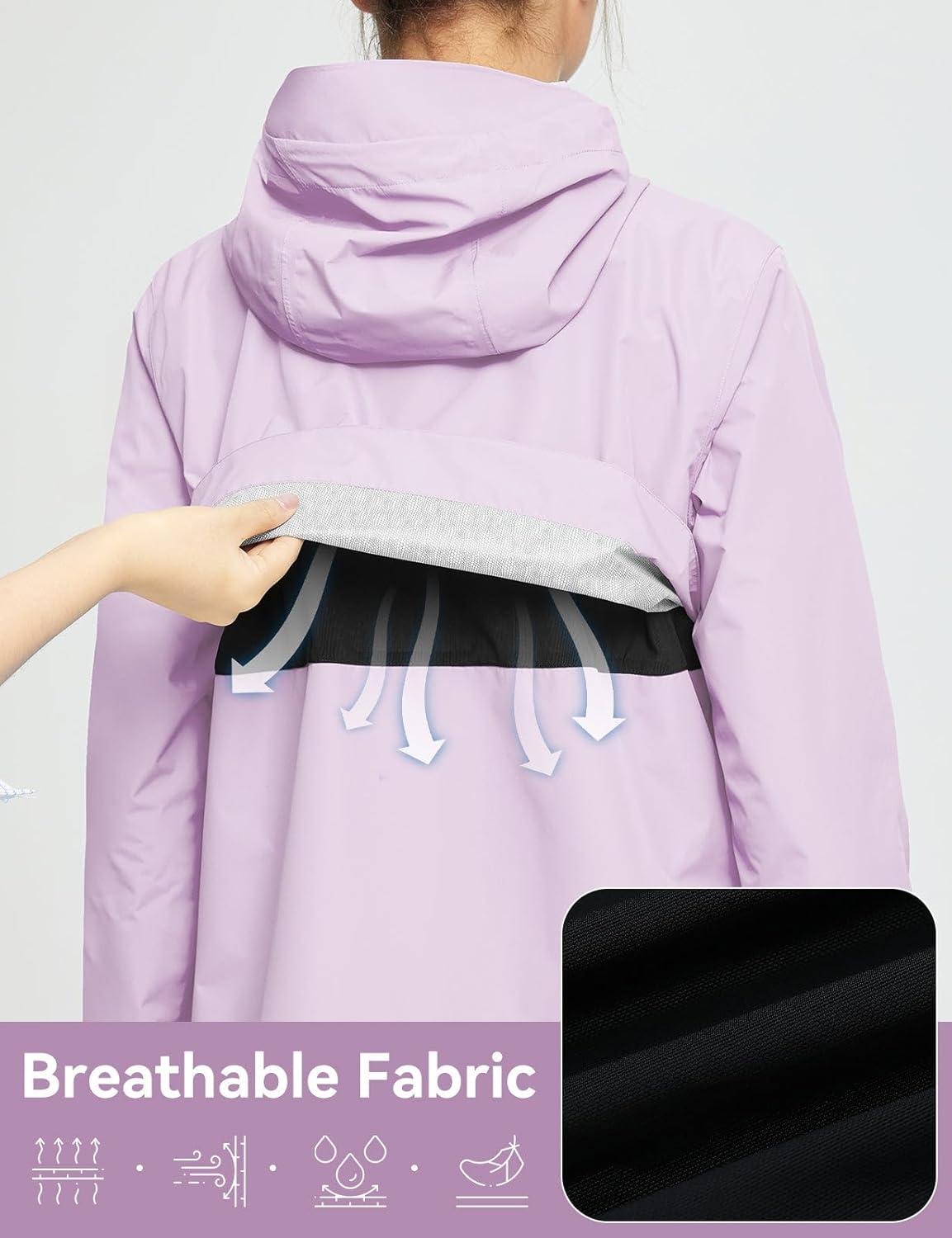 imagebaleaf Womens Rain Jacket Waterproof Lightweight Raincoat Windbreaker Outdoor Hooded TravelPastel Purple