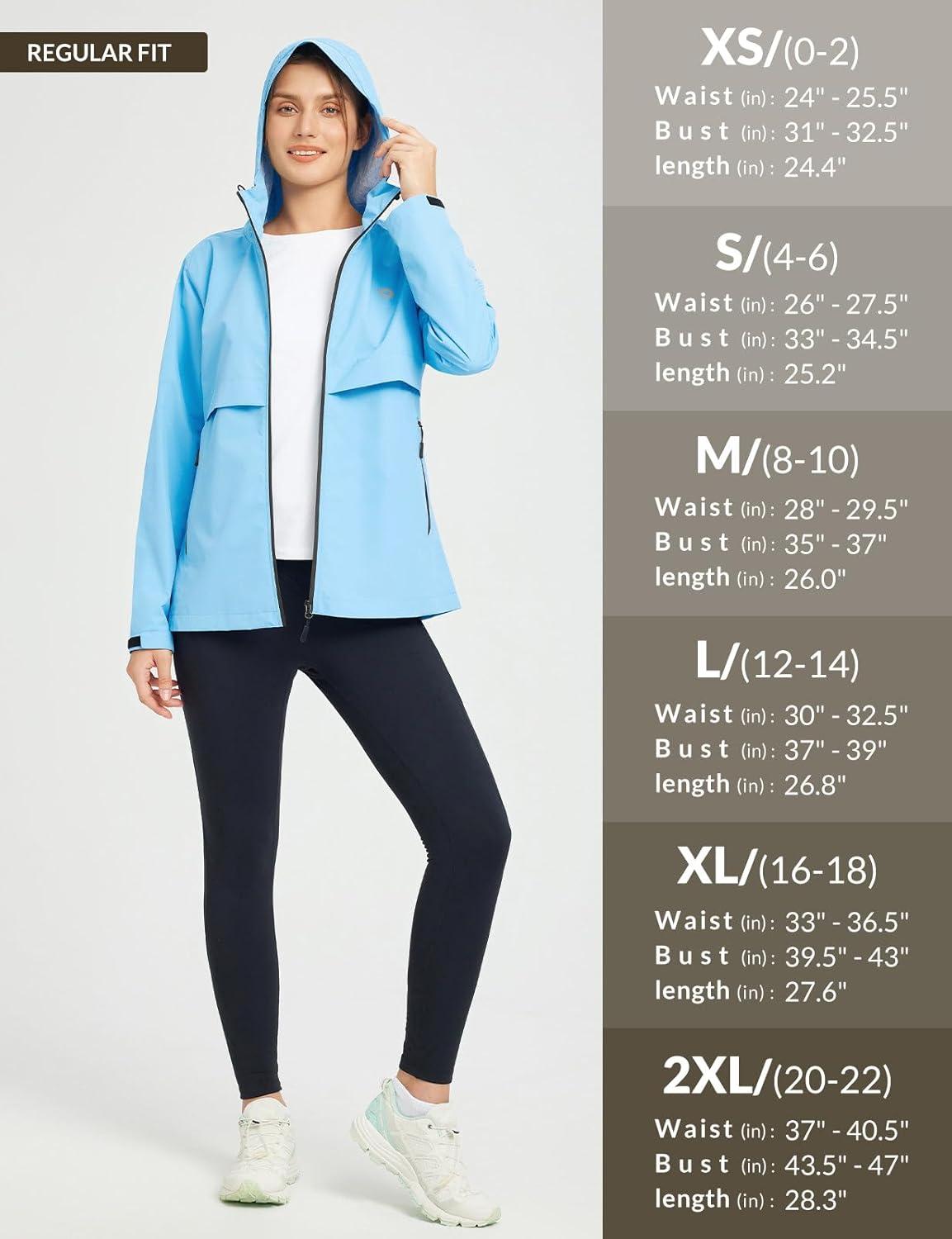 imagebaleaf Womens Rain Jacket Waterproof Lightweight Raincoat Windbreaker Outdoor Hooded TravelSky Blue