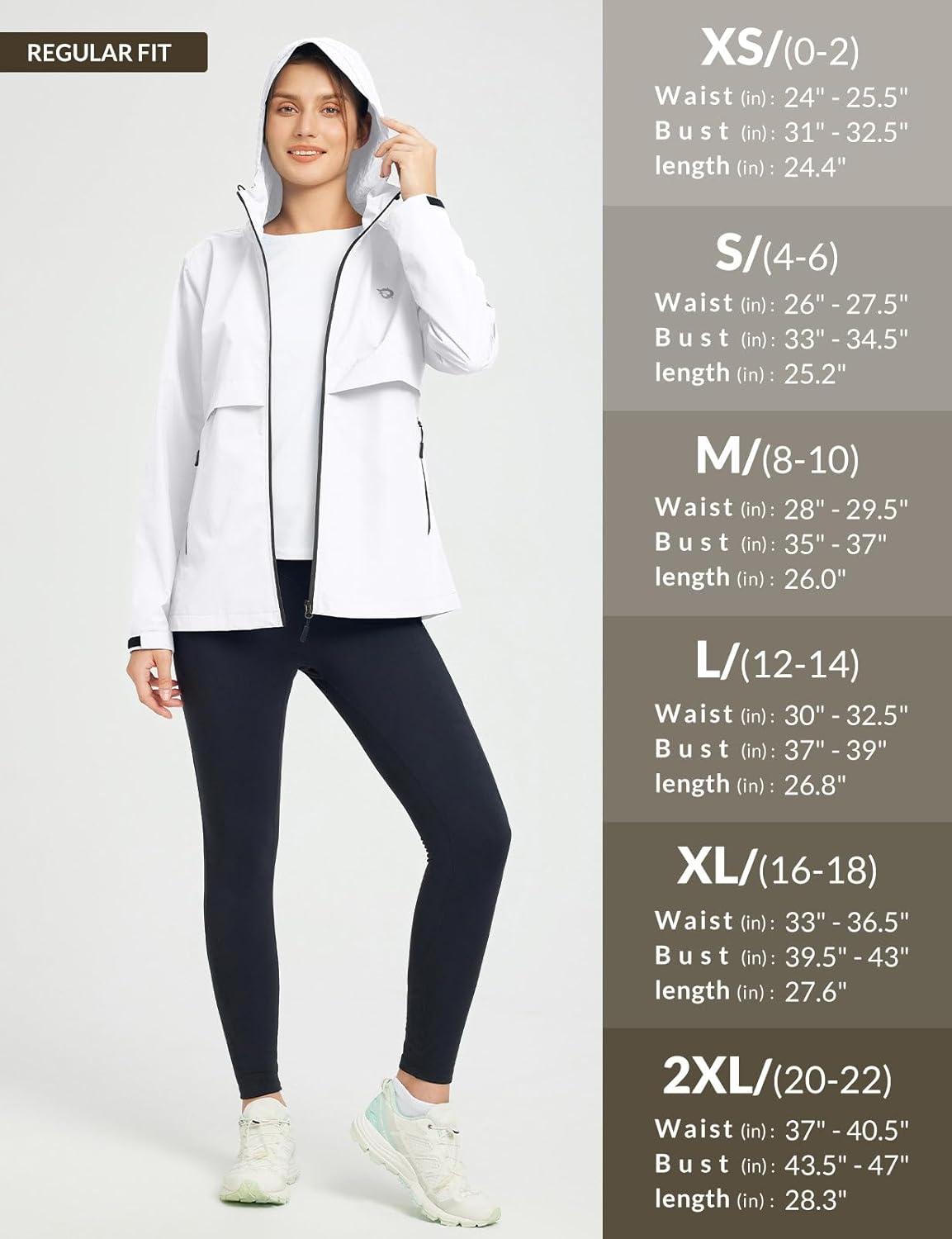 imagebaleaf Womens Rain Jacket Waterproof Lightweight Raincoat Windbreaker Outdoor Hooded TravelWhite