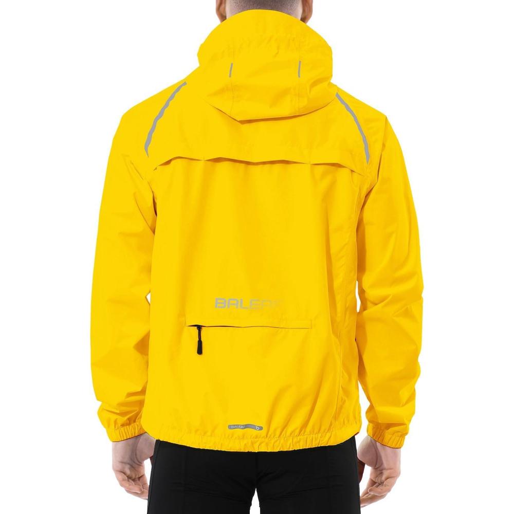 imagebaleaf Mens Rain Jacket Waterproof Windbreaker Raincoat Running Cycling Hiking Gear Hood Lightweight Reflective PackableAbright Yellow