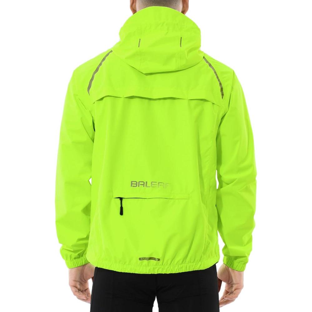 imagebaleaf Mens Rain Jacket Waterproof Windbreaker Raincoat Running Cycling Hiking Gear Hood Lightweight Reflective PackableAfluorescent Yellow