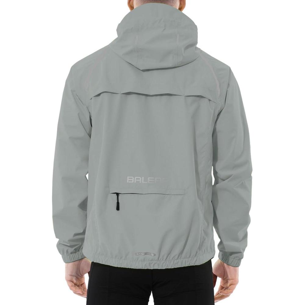 imagebaleaf Mens Rain Jacket Waterproof Windbreaker Raincoat Running Cycling Hiking Gear Hood Lightweight Reflective PackableAgrey