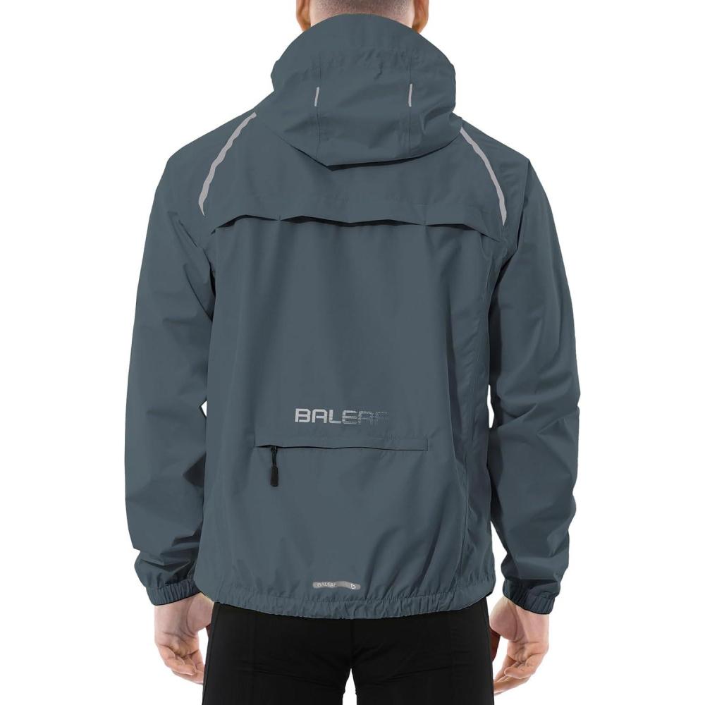 imagebaleaf Mens Rain Jacket Waterproof Windbreaker Raincoat Running Cycling Hiking Gear Hood Lightweight Reflective PackableAsteel Gray