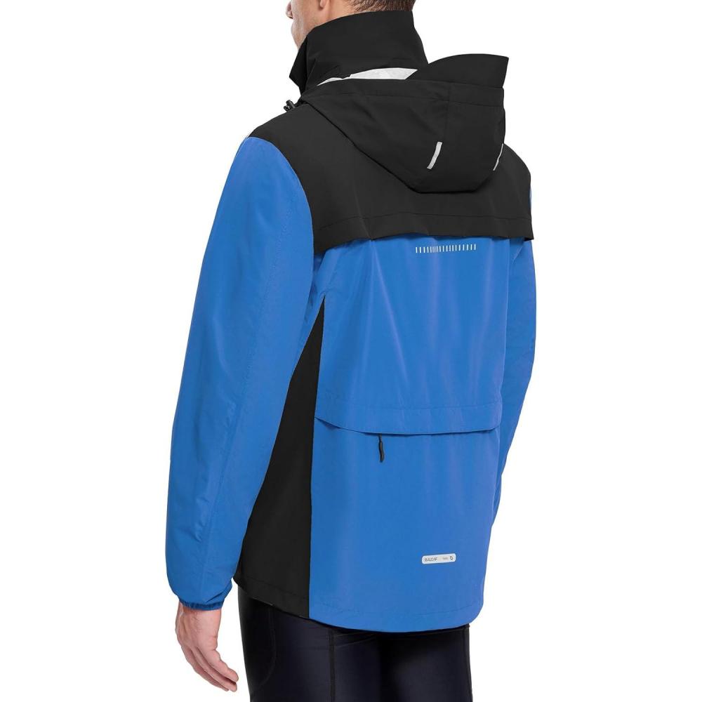 imagebaleaf Mens Rain Jacket Waterproof Windbreaker Raincoat Running Cycling Hiking Gear Hood Lightweight Reflective PackableBblue Black