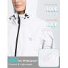 imagebaleaf Womens Rain Jacket Waterproof Lightweight Raincoat Windbreaker Outdoor Hooded TravelWhite