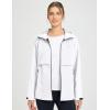 imagebaleaf Womens Rain Jacket Waterproof Lightweight Raincoat Windbreaker Outdoor Hooded TravelWhite