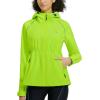 imagebaleaf Womens Rain Jackets Waterproof Windbreaker Packable Lightweight Cycling Running Jacket Hiking Gear Reflective HoodedFluorescent Green