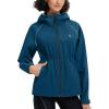 imagebaleaf Womens Rain Jackets Waterproof Windbreaker Packable Lightweight Cycling Running Jacket Hiking Gear Reflective HoodedNavy Blue