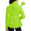 imagebaleaf Womens Rain Jackets Waterproof Windbreaker Packable Lightweight Cycling Running Jacket Hiking Gear Reflective HoodedFluorescent Green