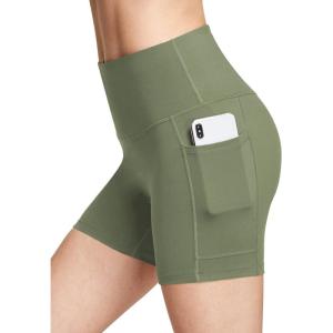 imagebaleaf Womens 8quot 5quot 3quot Biker Shorts High Waist Yoga Workout Gym Running Volleyball Spandex Shorts with PocketsNavy Greensofter