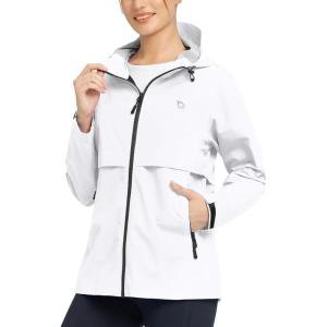 imagebaleaf Womens Rain Jacket Waterproof Lightweight Raincoat Windbreaker Outdoor Hooded TravelWhite