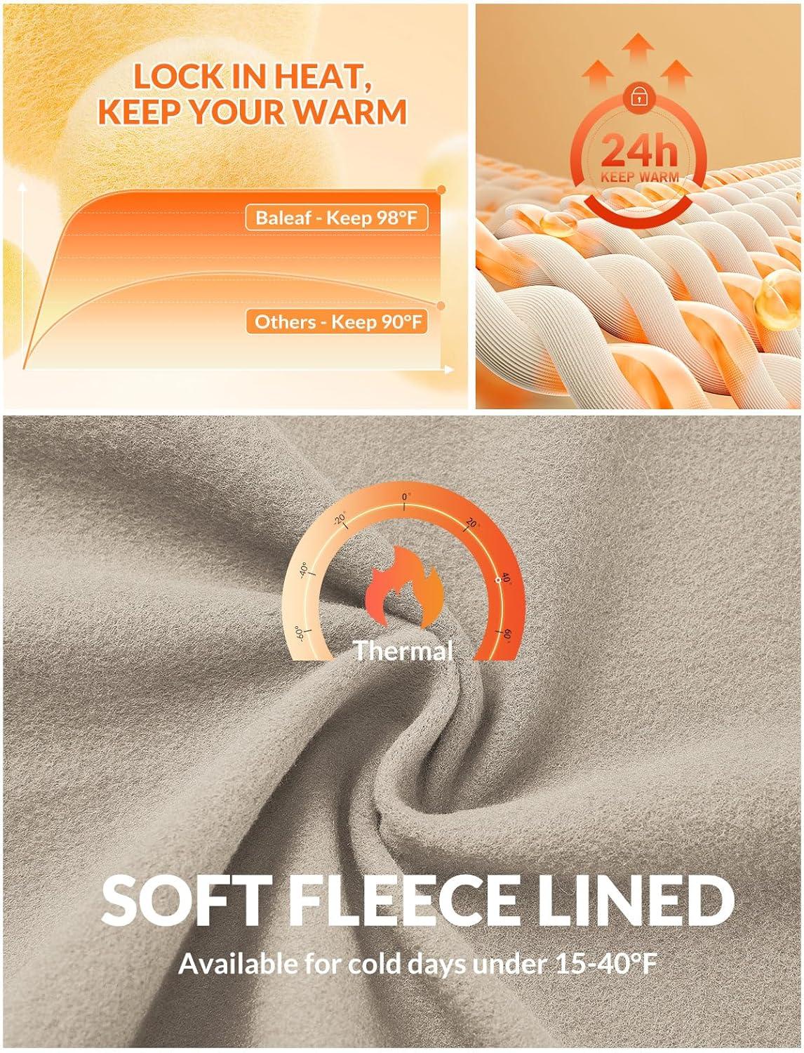 imageBALEAF Womens Fleece Lined Pants Winter Thermal Warm Hiking Yoga Pants with Zipper Pockets Bootcut High Waist Flare LeggingsKhaki