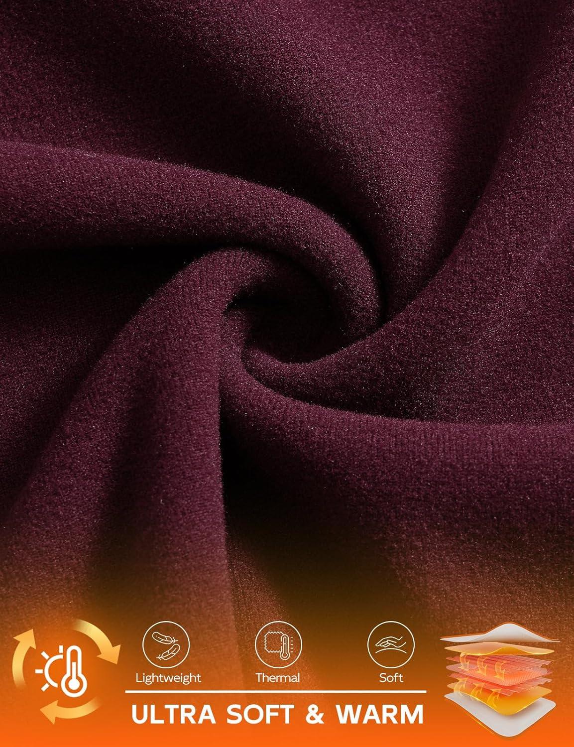 imagebaleaf Mens Long Sleeve Fleece Quarter Zip Pullover Sweatshirt with Zipper Pocket Reflective Strip Running Golf CausalWine Red