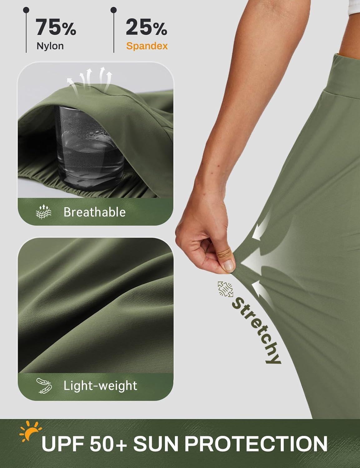 imagebaleaf Womens Business Casual Pants Stretch Travel Pants On Airport with Zipper Pockets Dressy Slacks Golf Work Pull onArmy Green