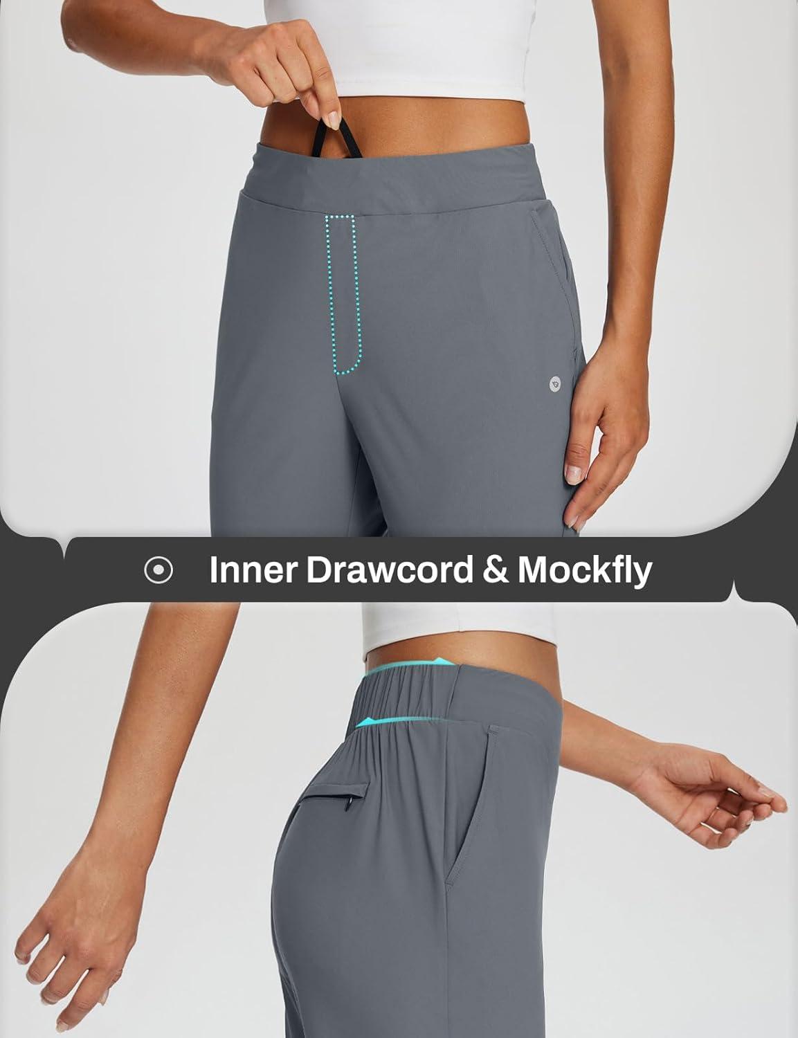 imagebaleaf Womens Business Casual Pants Stretch Travel Pants On Airport with Zipper Pockets Dressy Slacks Golf Work Pull onGrey