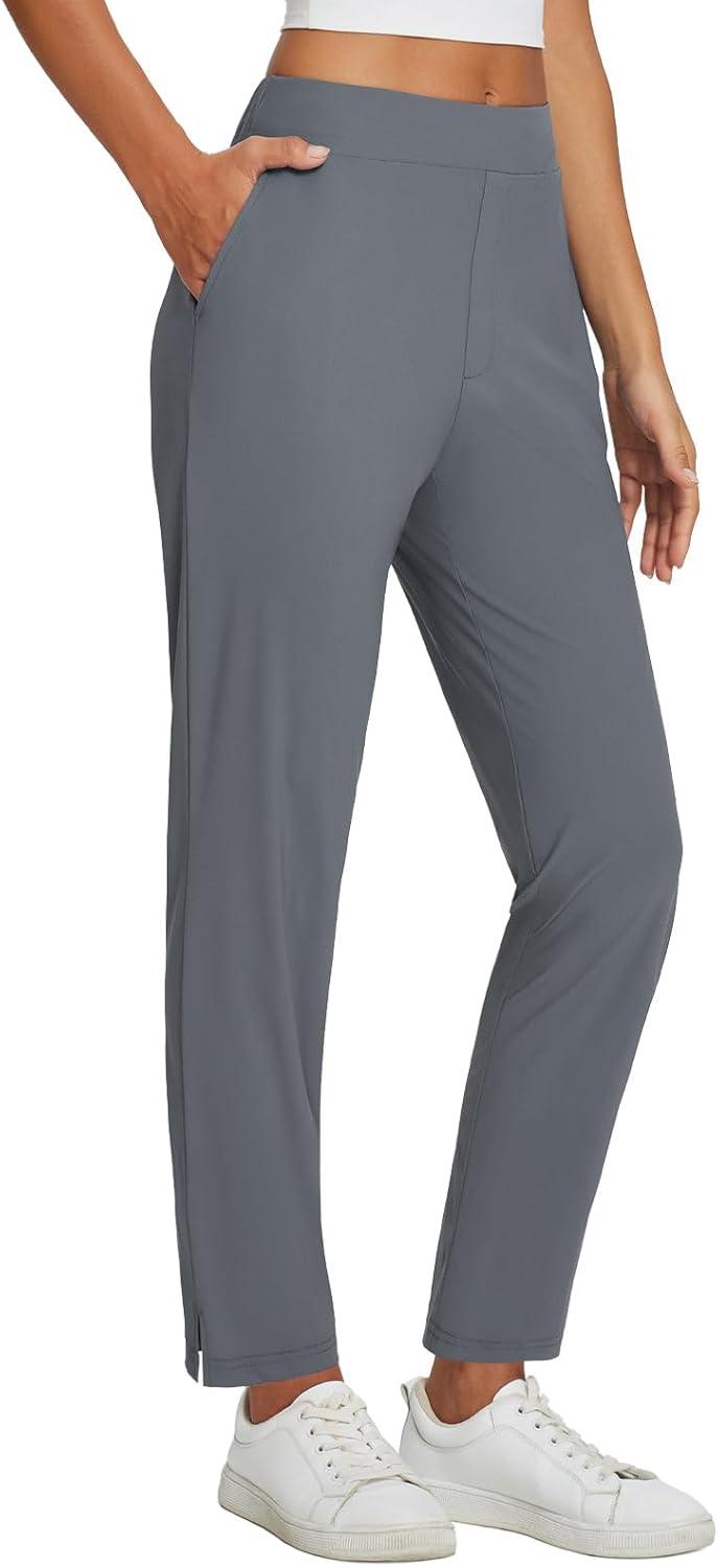 imagebaleaf Womens Business Casual Pants Stretch Travel Pants On Airport with Zipper Pockets Dressy Slacks Golf Work Pull onGrey