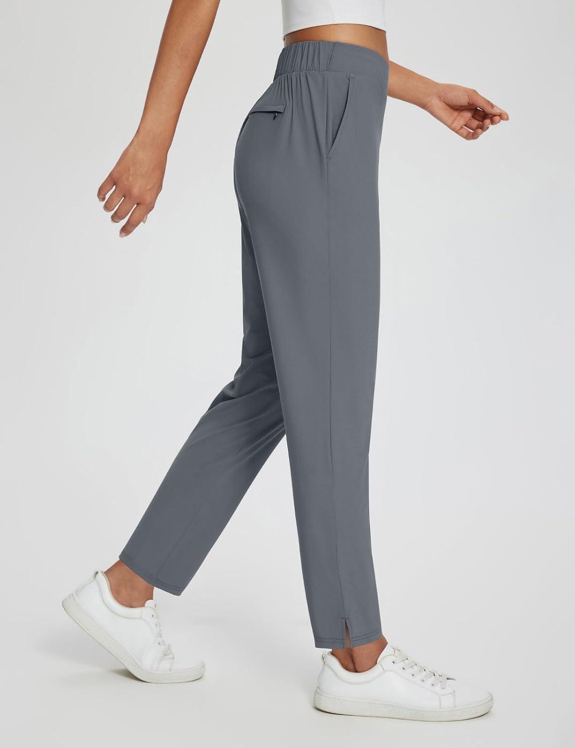 imagebaleaf Womens Business Casual Pants Stretch Travel Pants On Airport with Zipper Pockets Dressy Slacks Golf Work Pull onGrey